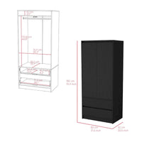 Armoire double porte moderne 20.47 avec tringle et deux tiroirs pour chambre