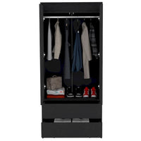 Armoire double porte moderne 20.47 avec tringle et deux tiroirs pour chambre