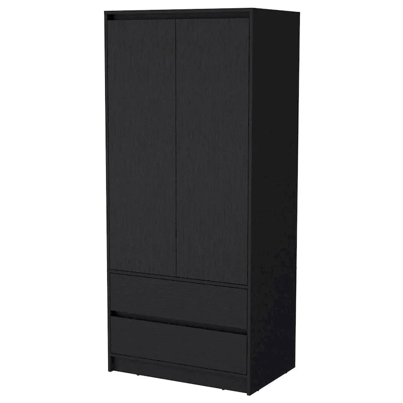 Armoire double porte moderne 20.47 avec tringle et deux tiroirs pour chambre