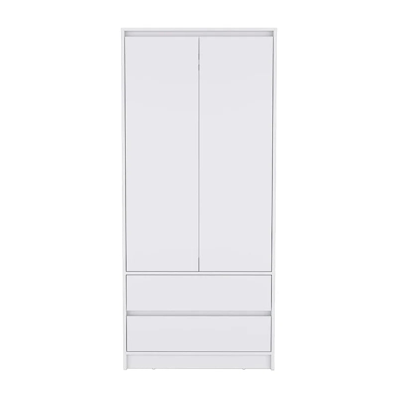 Armoire double porte moderne 20.47 avec tringle et deux tiroirs pour chambre