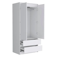 Armoire double porte moderne 20.47 avec tringle et deux tiroirs pour chambre