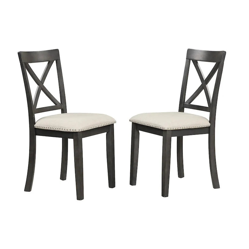 Ensemble de salle à manger 5 pièces en bois de style moderne avec table ronde et 4 chaises rembourrées