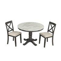 Ensemble de salle à manger 5 pièces en bois de style moderne avec table ronde et 4 chaises rembourrées