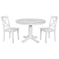 Ensemble de salle à manger 5 pièces en bois de style moderne avec table ronde et 4 chaises rembourrées