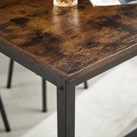 Ensemble de salle à manger rustique 7 pièces avec table rectangulaire et chaises de bar en cuir PU