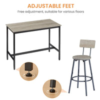 Ensemble de salle à manger rustique 7 pièces avec table rectangulaire et chaises de bar en cuir PU