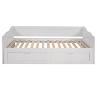 Lit de repos extensible en pin blanc avec 2 tiroirs de rangement