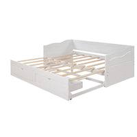 Lit de repos extensible en pin blanc avec 2 tiroirs de rangement
