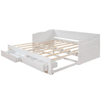 Lit de repos extensible en pin blanc avec 2 tiroirs de rangement