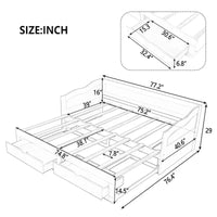 Lit de repos extensible en pin blanc avec 2 tiroirs de rangement