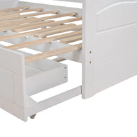 Lit de repos extensible en pin blanc avec 2 tiroirs de rangement