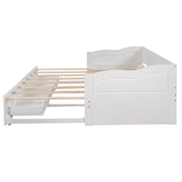 Lit de repos extensible en pin blanc avec 2 tiroirs de rangement
