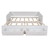 Lit de repos extensible en pin blanc avec 2 tiroirs de rangement