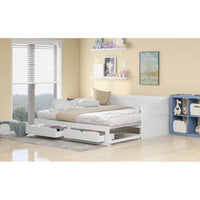 Lit de repos extensible en pin blanc avec 2 tiroirs de rangement