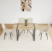 Ensemble de salle à manger 5 pièces en bois naturel et industriel avec 4 chaises, base et pieds en métal
