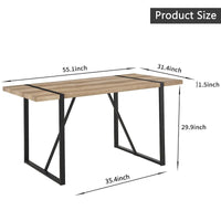Ensemble de salle à manger 5 pièces en bois naturel et industriel avec 4 chaises, base et pieds en métal