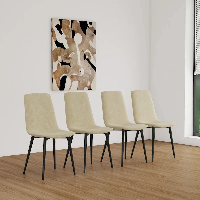 Ensemble de salle à manger 5 pièces en bois naturel et industriel avec 4 chaises, base et pieds en métal