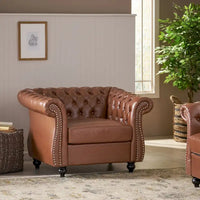 Fauteuil d'appoint en PU capitonné motif Chesterfield
