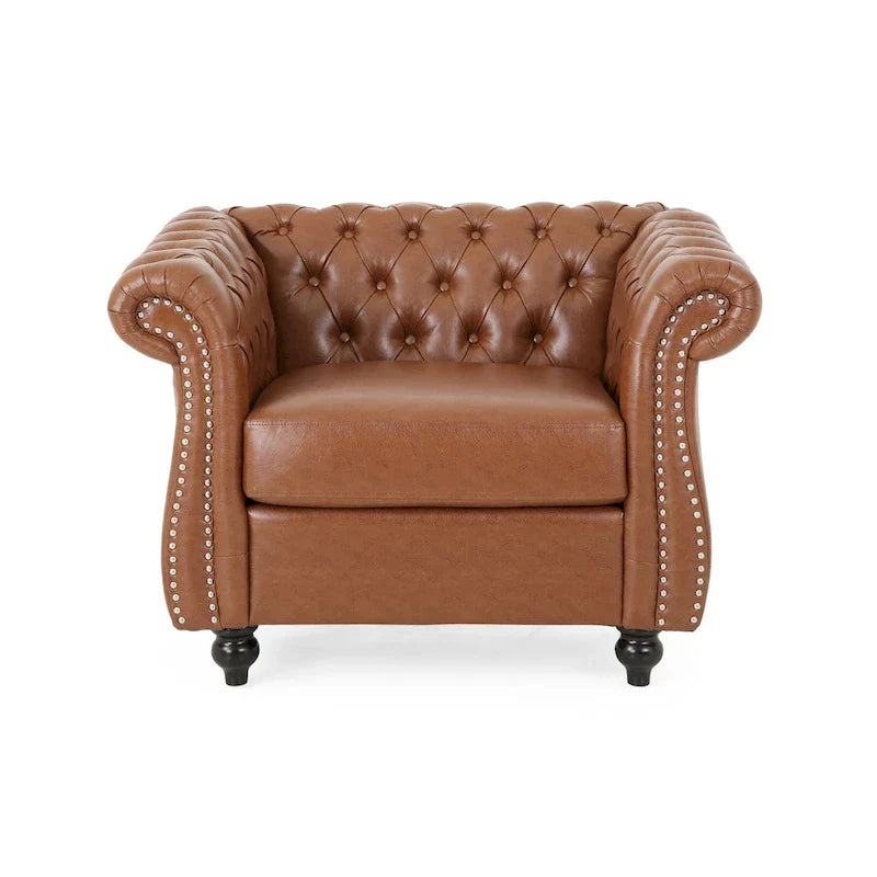 Fauteuil d'appoint en PU capitonné motif Chesterfield