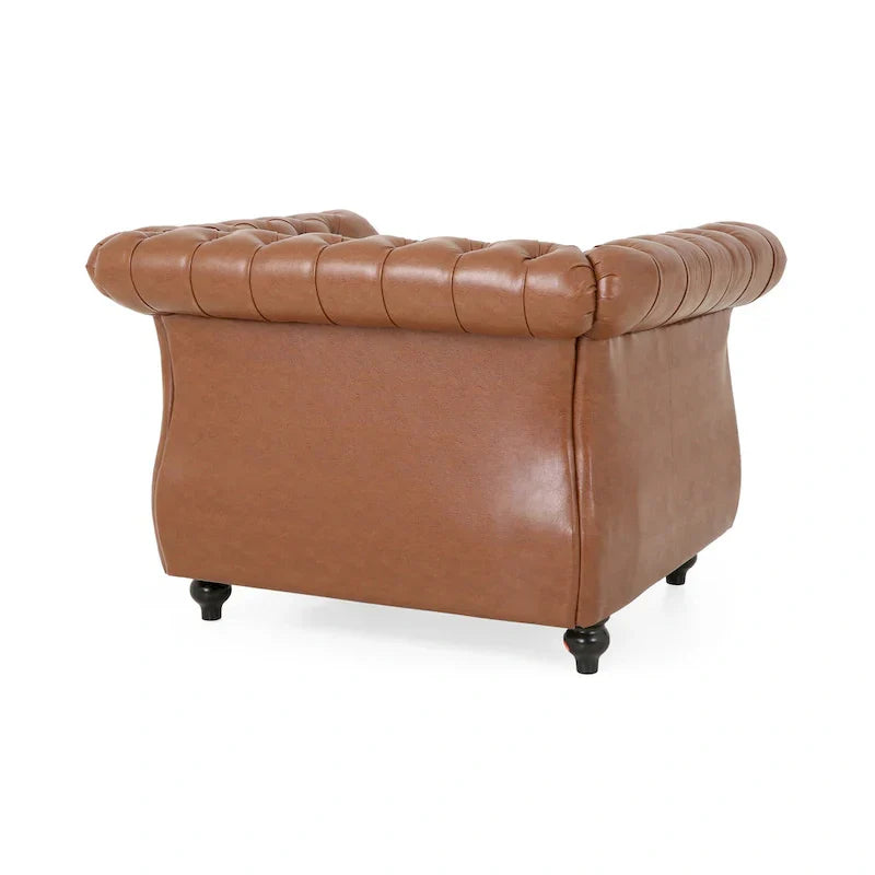 Fauteuil d'appoint en PU capitonné motif Chesterfield