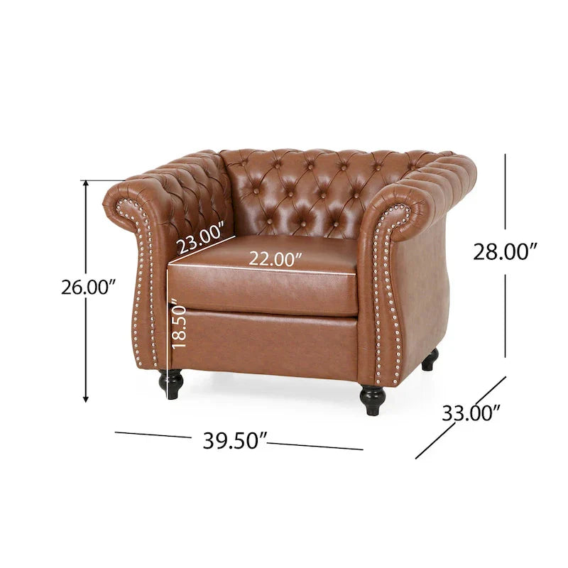 Fauteuil d'appoint en PU capitonné motif Chesterfield