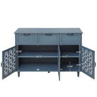 Commode horizontale de style rétro 47.24 avec 3 tiroirs et 3 portes, panneau sculpté pour chambre à coucher, salon