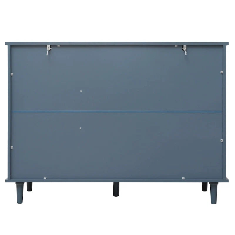 Commode horizontale de style rétro 47.24 avec 3 tiroirs et 3 portes, panneau sculpté pour chambre à coucher, salon