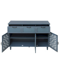 Commode horizontale de style rétro 47.24 avec 3 tiroirs et 3 portes, panneau sculpté pour chambre à coucher, salon