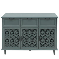 Commode horizontale de style rétro 47.24 avec 3 tiroirs et 3 portes, panneau sculpté pour chambre à coucher, salon