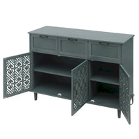 Commode horizontale de style rétro 47.24 avec 3 tiroirs et 3 portes, panneau sculpté pour chambre à coucher, salon