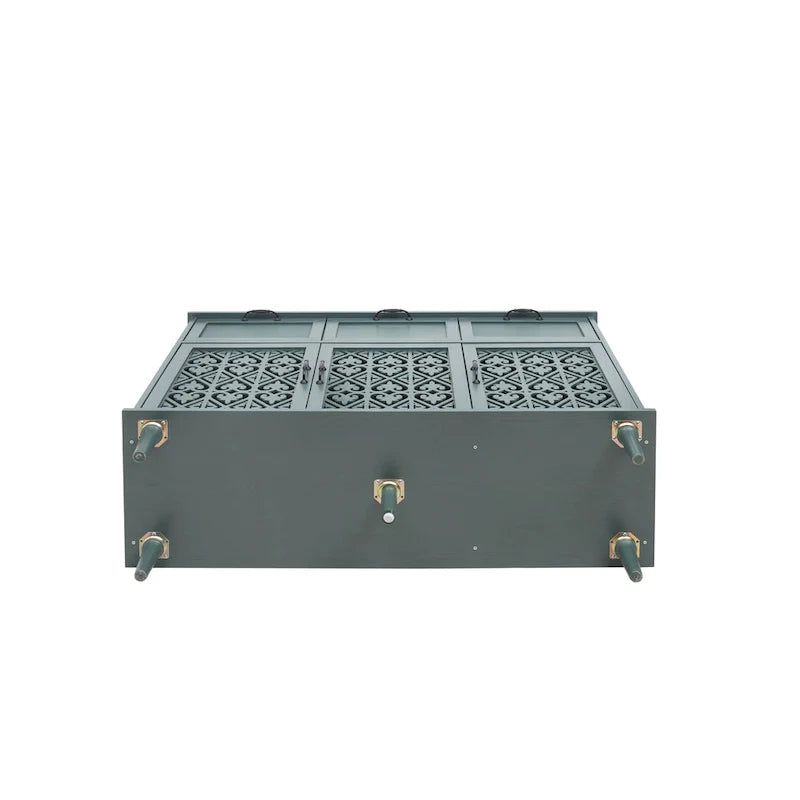 Commode horizontale de style rétro 47.24 avec 3 tiroirs et 3 portes, panneau sculpté pour chambre à coucher, salon