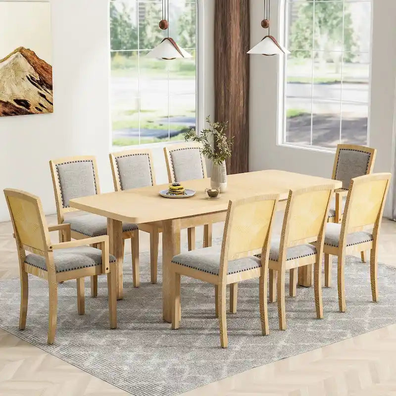 Ensemble de table à manger en bois 7 pièces avec table extensible & 6 chaises