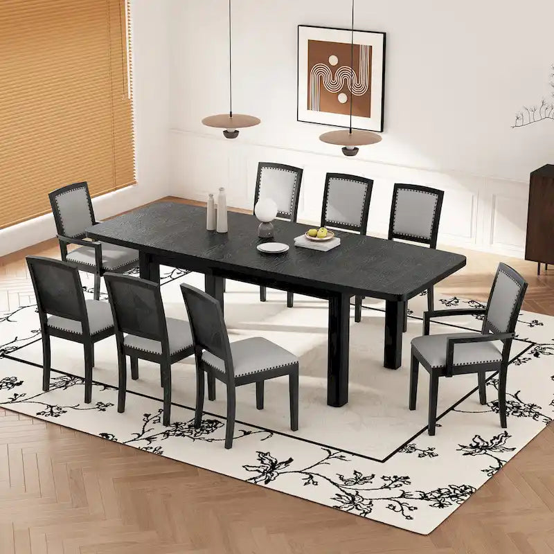 Ensemble de table à manger en bois 7 pièces avec table extensible & 6 chaises