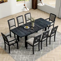 Ensemble de table à manger en bois 7 pièces avec table extensible & 6 chaises