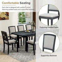 Ensemble de table à manger en bois 7 pièces avec table extensible & 6 chaises