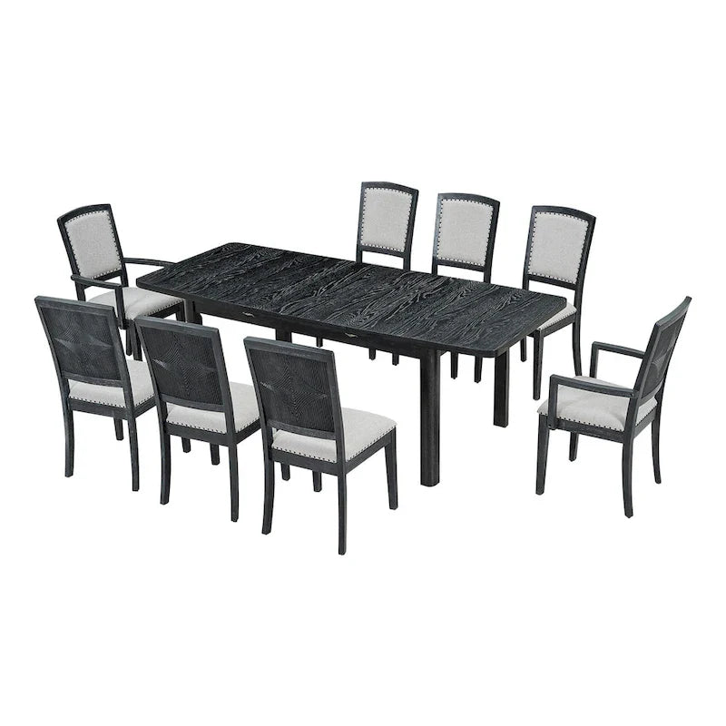 Ensemble de table à manger en bois 7 pièces avec table extensible & 6 chaises