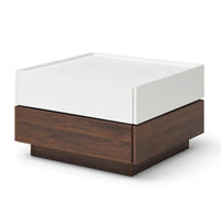 Table basse rotative moderne avec deux compartiments de rangement cachés et deux tiroirs