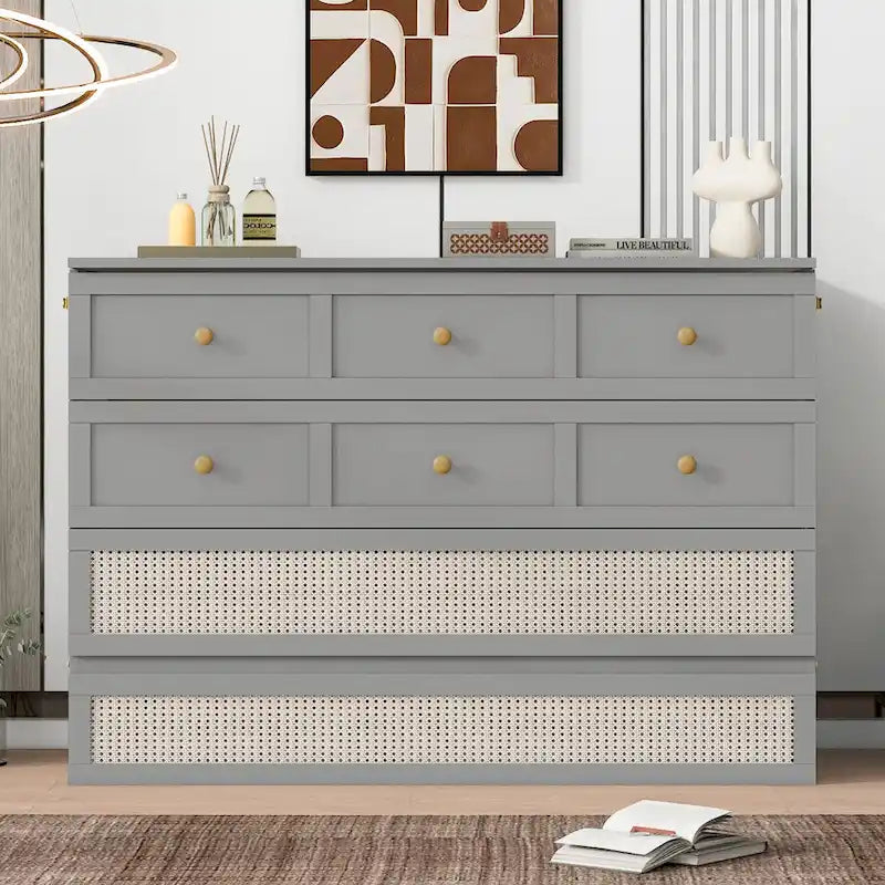 Lit escamotable taille Full gris avec rangement polyvalent et grands tiroirs