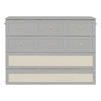 Lit escamotable taille Full gris avec rangement polyvalent et grands tiroirs