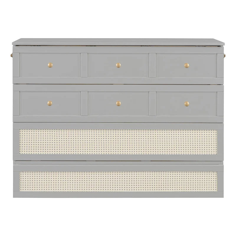 Lit escamotable taille Full gris avec rangement polyvalent et grands tiroirs