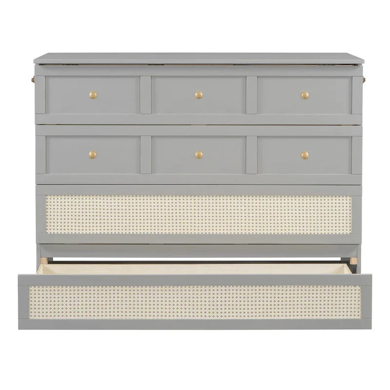 Lit escamotable taille Full gris avec rangement polyvalent et grands tiroirs