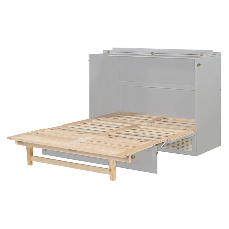 Lit escamotable taille Full gris avec rangement polyvalent et grands tiroirs
