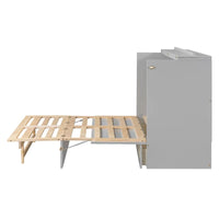 Lit escamotable taille Full gris avec rangement polyvalent et grands tiroirs
