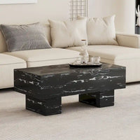 Table basse en MDF de 110 cm avec texture marbre noir, capacité de 136 kg