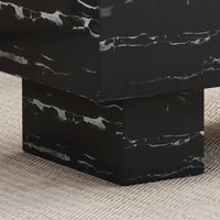 Table basse en MDF de 110 cm avec texture marbre noir, capacité de 136 kg
