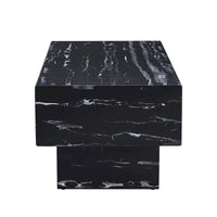 Table basse en MDF de 110 cm avec texture marbre noir, capacité de 136 kg