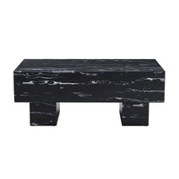 Table basse en MDF de 110 cm avec texture marbre noir, capacité de 136 kg