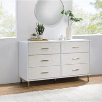Commode double à 6 tiroirs en bois massif, Armoire de rangement avec façades de tiroirs à lattes et poignée en métal, Rangement de vêtements pour chambre à coucher