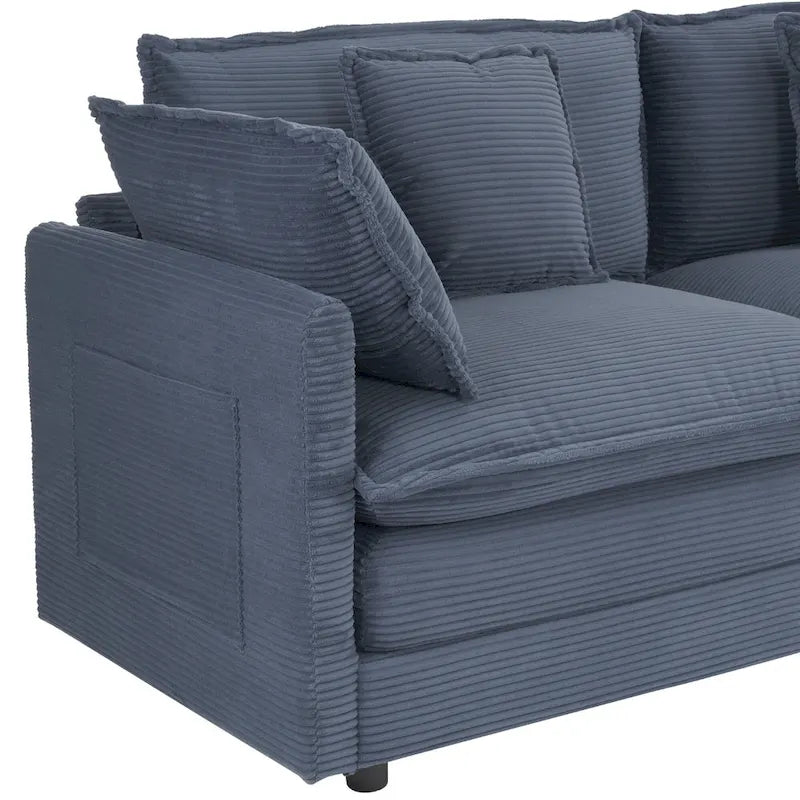 Canapé sectionnel modulaire en U en velours côtelé 6 pièces 149.6 avec poches latérales de rangement
