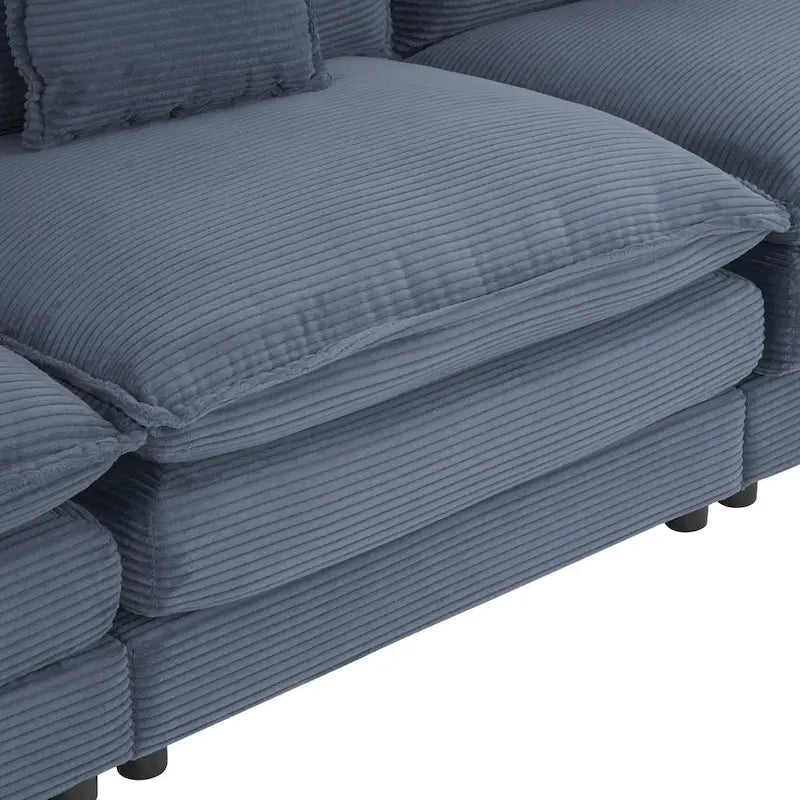 Canapé sectionnel modulaire en U en velours côtelé 6 pièces 149.6 avec poches latérales de rangement